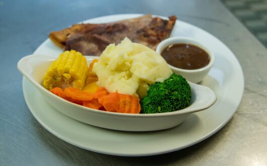 Food Pork chops with vegies and gravey